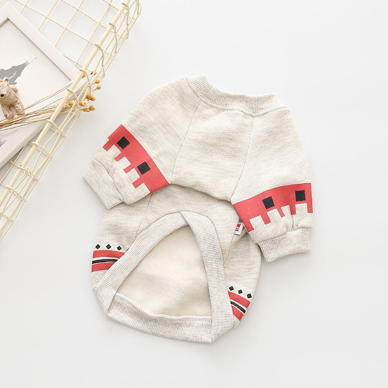 pet outfit with red and black accents on a white background