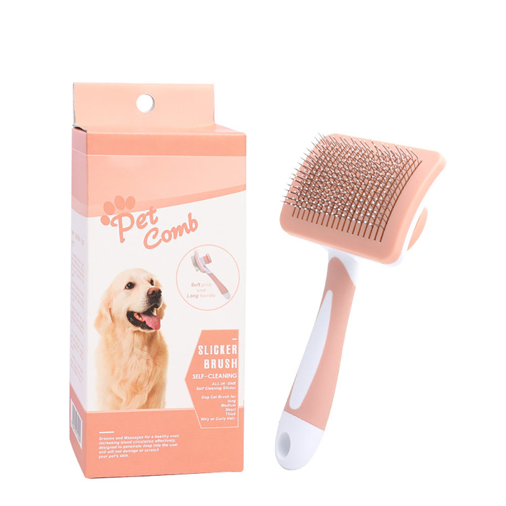 Pet grooming slicker brush for daily coat maintenance and shedding reduction