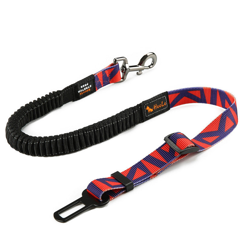 Durable and safe dog travel seatbelt to prevent roaming in vehicles.