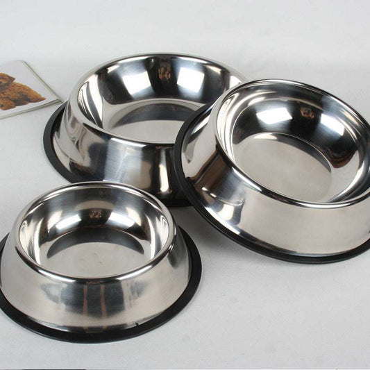 Non-slip stainless steel pet food and water bowl in multiple sizes