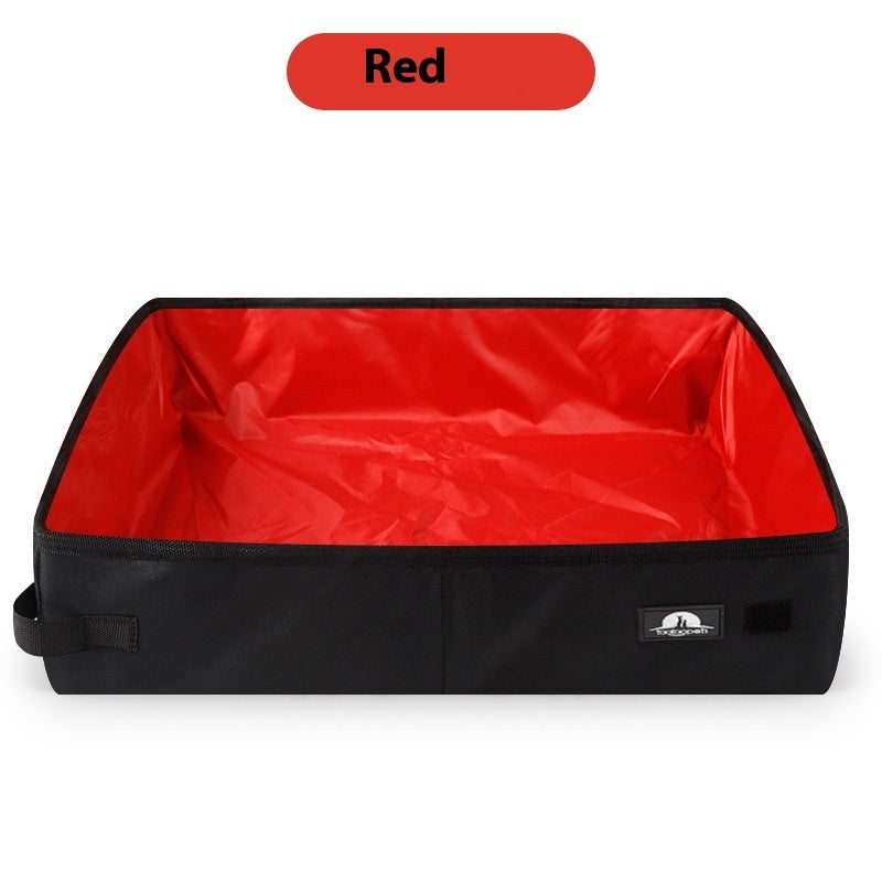 foldable waterproof cat litter box with red interior