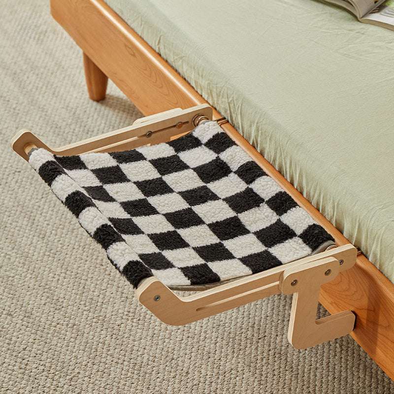 Modern cat bed hammock featuring soft fabric and a cozy napping feline.
