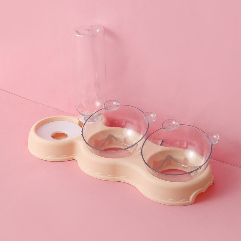 Pet feeder set with dry food, wet food, and water dispenser for cats