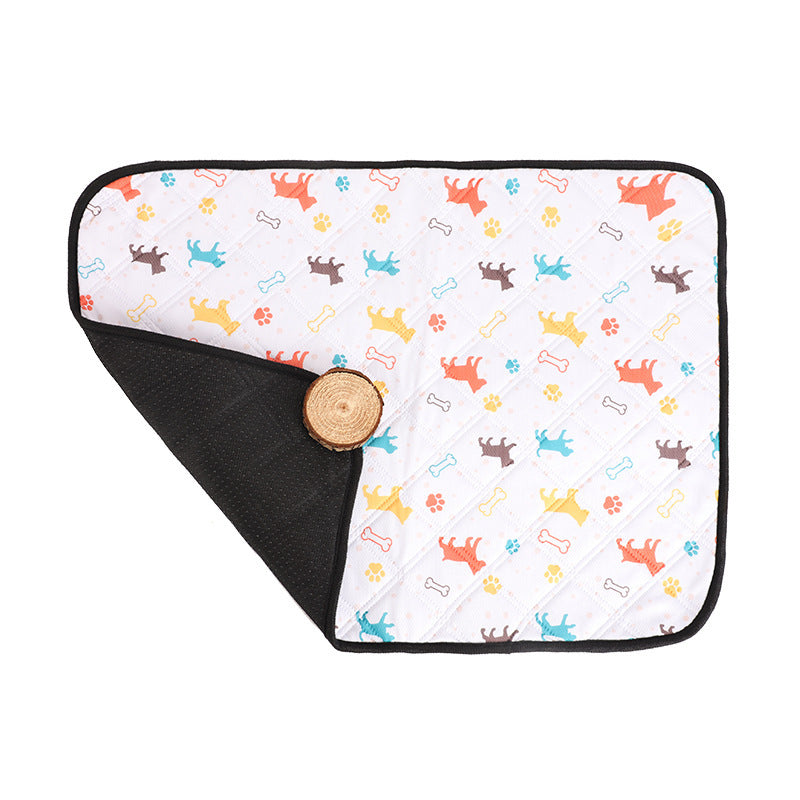 Multicolor reusable dog pee mats in various sizes for different breeds.