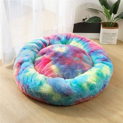 Donut-style pet bed with luxurious soft texture for small animals