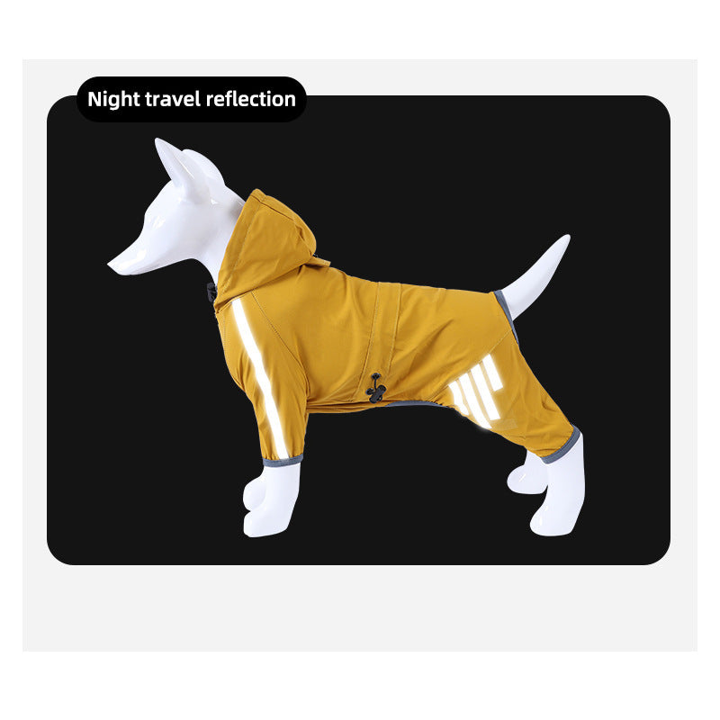 Outdoor pet raincoat with reflective stripes for dogs