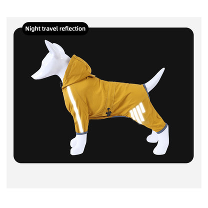 Outdoor pet raincoat with reflective stripes for dogs
