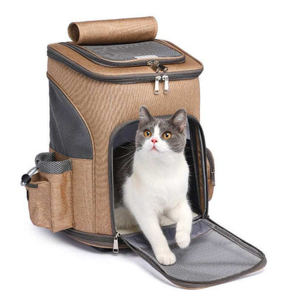 Rolling pet backpack for small dogs and cats, ideal for travel