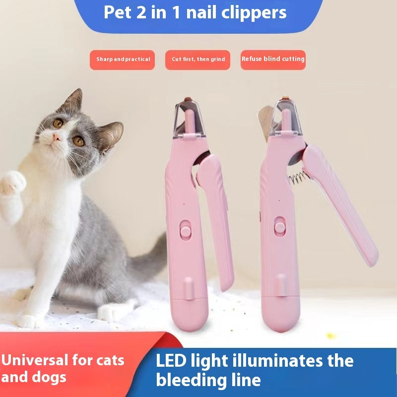 LED pet nail clipper for cats and dogs with ergonomic handle
