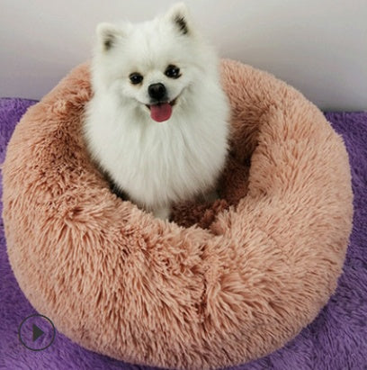 Anxiety-relieving calming bed for pets in modern home setting