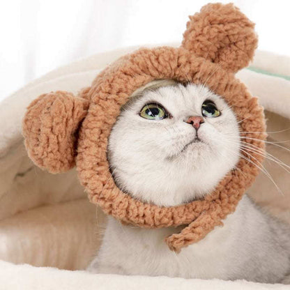 Brown bear ear cat hat for playful dress-up