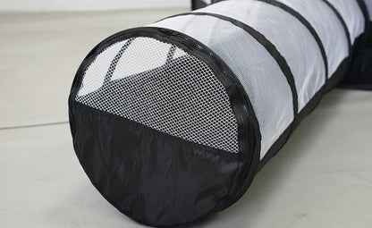 Interactive cat tunnel with two kittens playing around