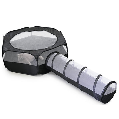 Cat tunnel toy and bed combo with durable fabric and fun design