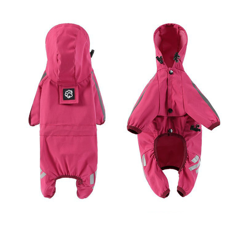 Reflective dog raincoat for safety in low light