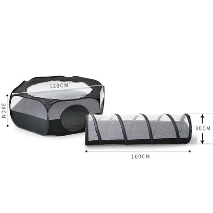 Comfortable and collapsible cat tent and tunnel combo