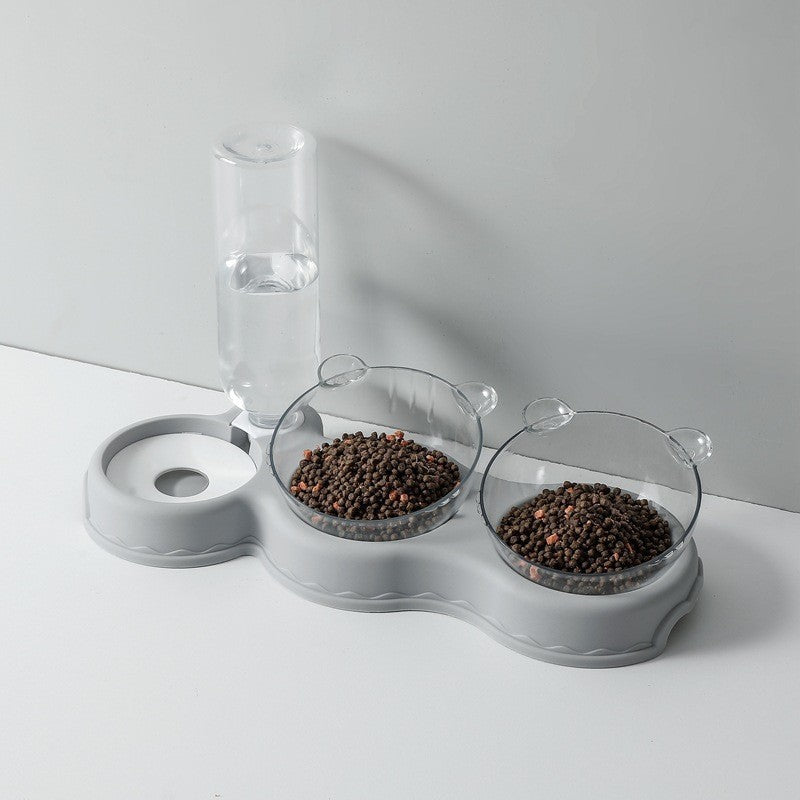 Cat Feeding Station – Dual Bowls with Gravity Water Dispenser - PurrBarks