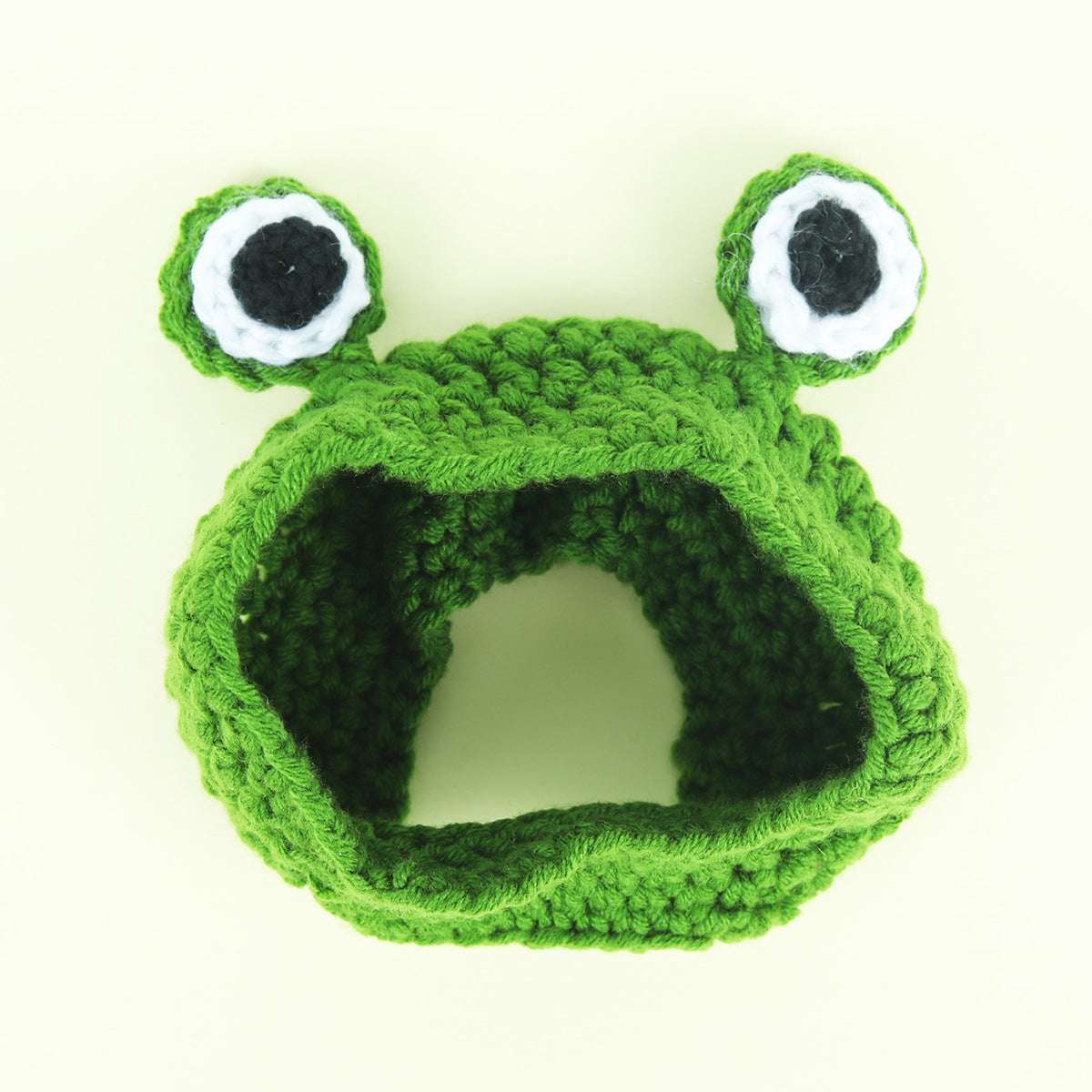 Pet frog costume hat made of cozy wool, ideal for cats and small dogs