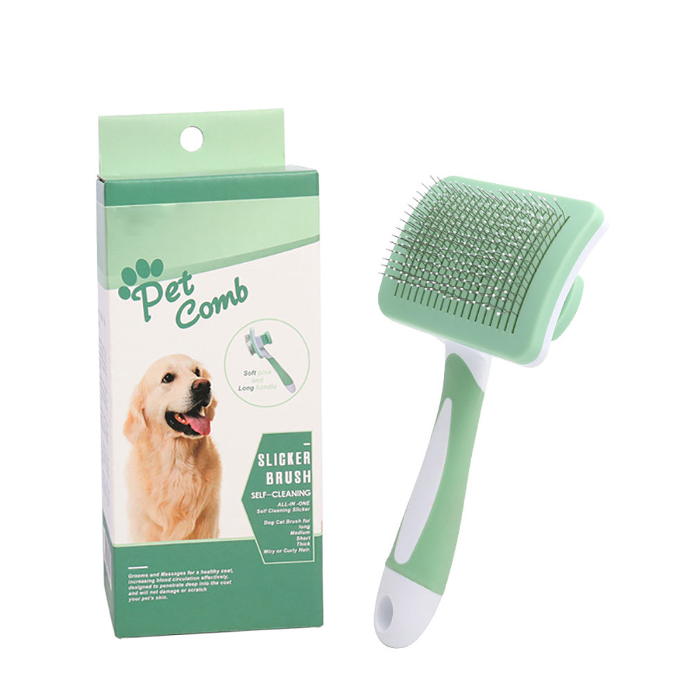 Professional dog grooming brush for home use with automatic hair release