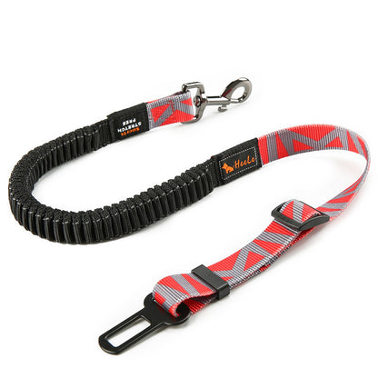 Heavy-duty pet car seat tether with locking hook and quick release.
