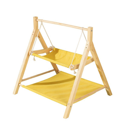 Modern pet lounger with sturdy wooden frame for cats up to 30 lbs