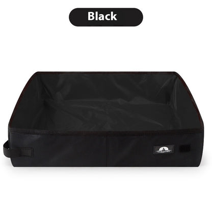 Easy-to-clean litter box with cat sitting inside